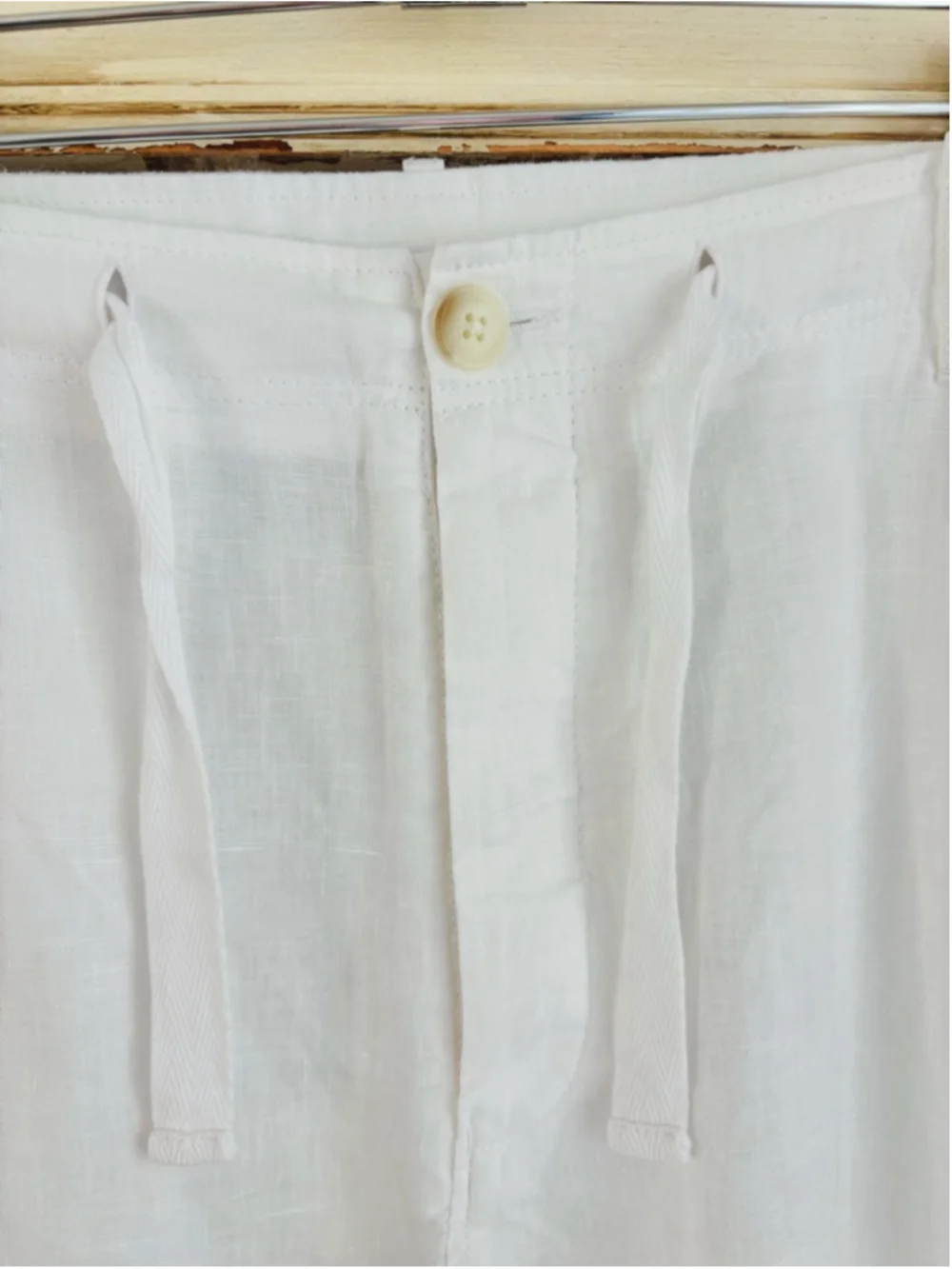 EUC Perry Ellis Mens 100% Linen Bright White Cuffed 40x30 Pants